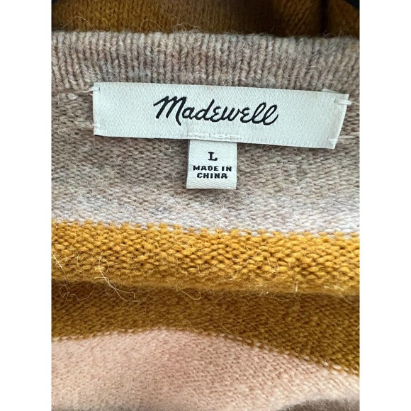 MADEWELL Striped Kent Open Front Knit Cardigan Pockets Multicolor Womens Large - Picture 4 of 5